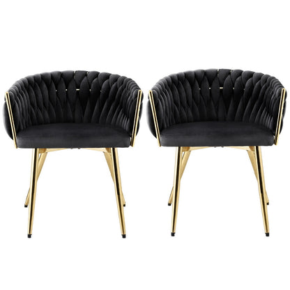 1 Set of 2 Artiss Dining Chairs Velvet Armchair Black-Furniture > Dining > Kitchen &amp; Dining Chairs-PEROZ Accessories