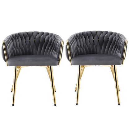 1 Set of 2 Artiss Dining Chairs Velvet Armchair Grey-Furniture > Dining > Kitchen &amp; Dining Chairs-PEROZ Accessories