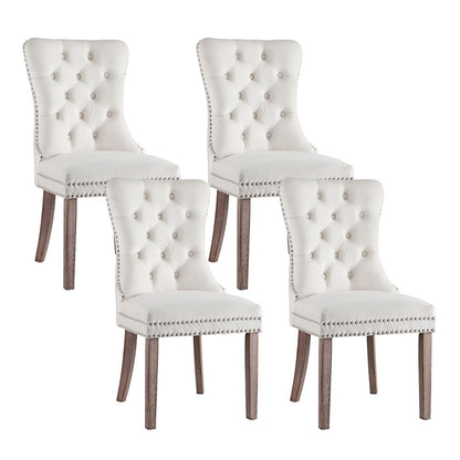 1 Set of 4 Artiss Dining Chairs Beige Velvet-Furniture > Dining > Kitchen &amp; Dining Chairs-PEROZ Accessories