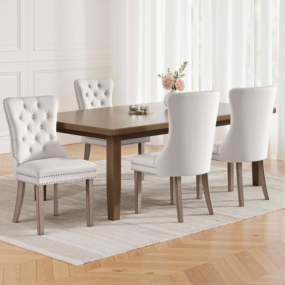1 Set of 4 Artiss Dining Chairs Beige Velvet-Furniture > Dining > Kitchen &amp; Dining Chairs-PEROZ Accessories
