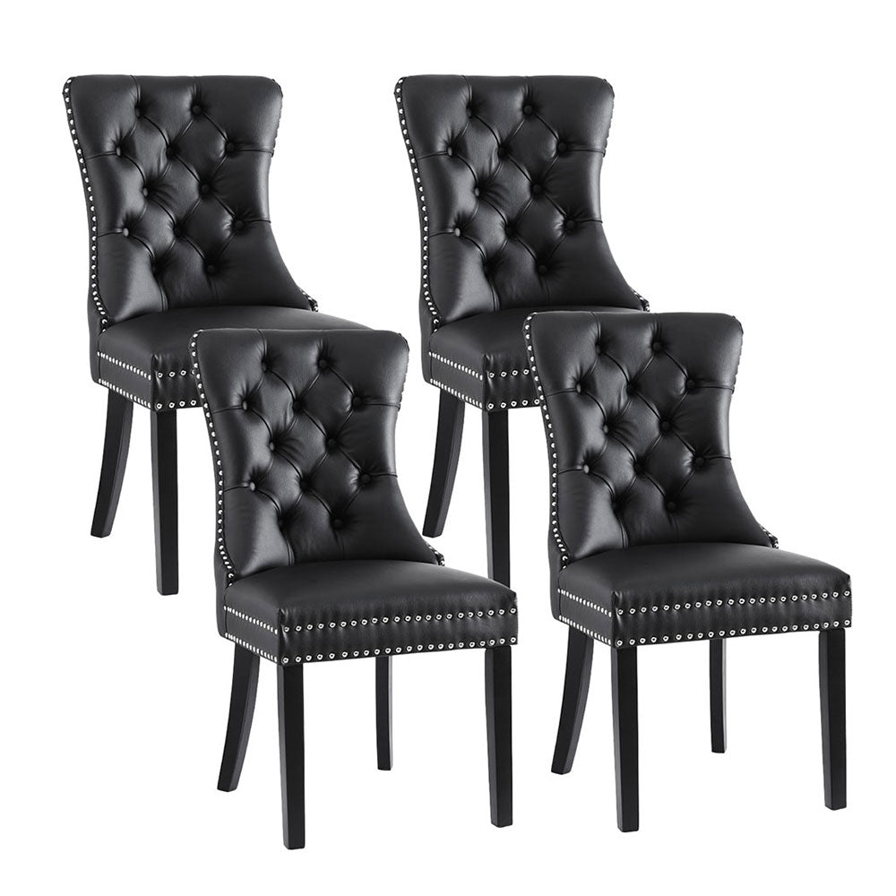 1 Set of 4 Artiss Dining Chairs Black Leather-Furniture > Dining > Kitchen &amp; Dining Chairs-PEROZ Accessories