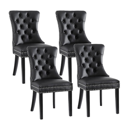 1 Set of 4 Artiss Dining Chairs Black Leather-Furniture > Dining > Kitchen &amp; Dining Chairs-PEROZ Accessories