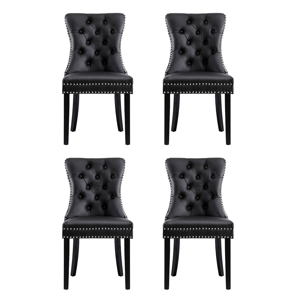 1 Set of 4 Artiss Dining Chairs Black Leather-Furniture > Dining > Kitchen &amp; Dining Chairs-PEROZ Accessories