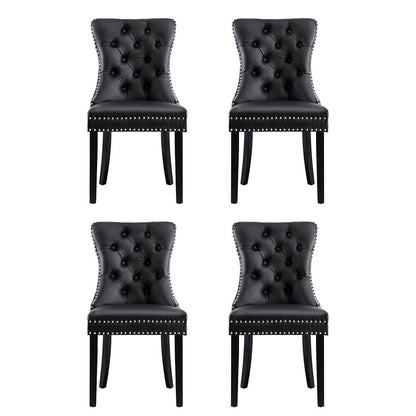 1 Set of 4 Artiss Dining Chairs Black Leather-Furniture > Dining > Kitchen &amp; Dining Chairs-PEROZ Accessories