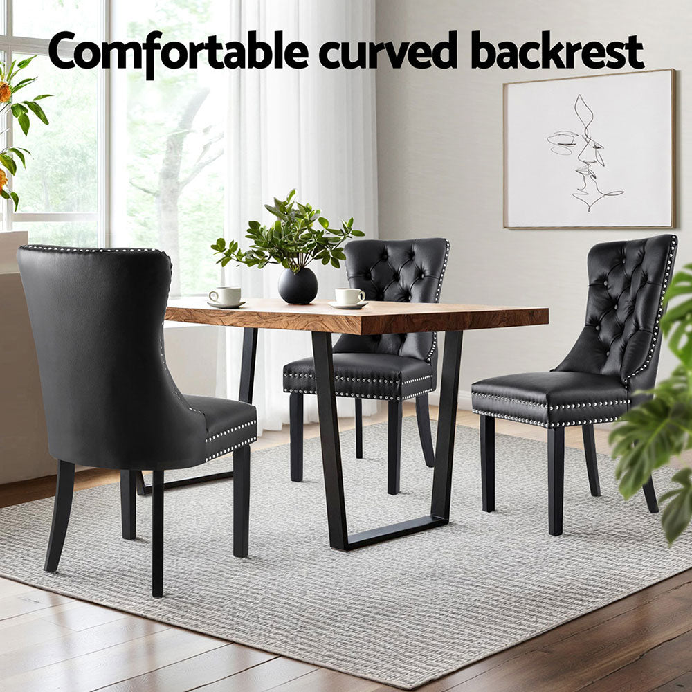 1 Set of 4 Artiss Dining Chairs Black Leather-Furniture > Dining > Kitchen &amp; Dining Chairs-PEROZ Accessories