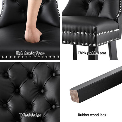 1 Set of 4 Artiss Dining Chairs Black Leather-Furniture > Dining > Kitchen &amp; Dining Chairs-PEROZ Accessories