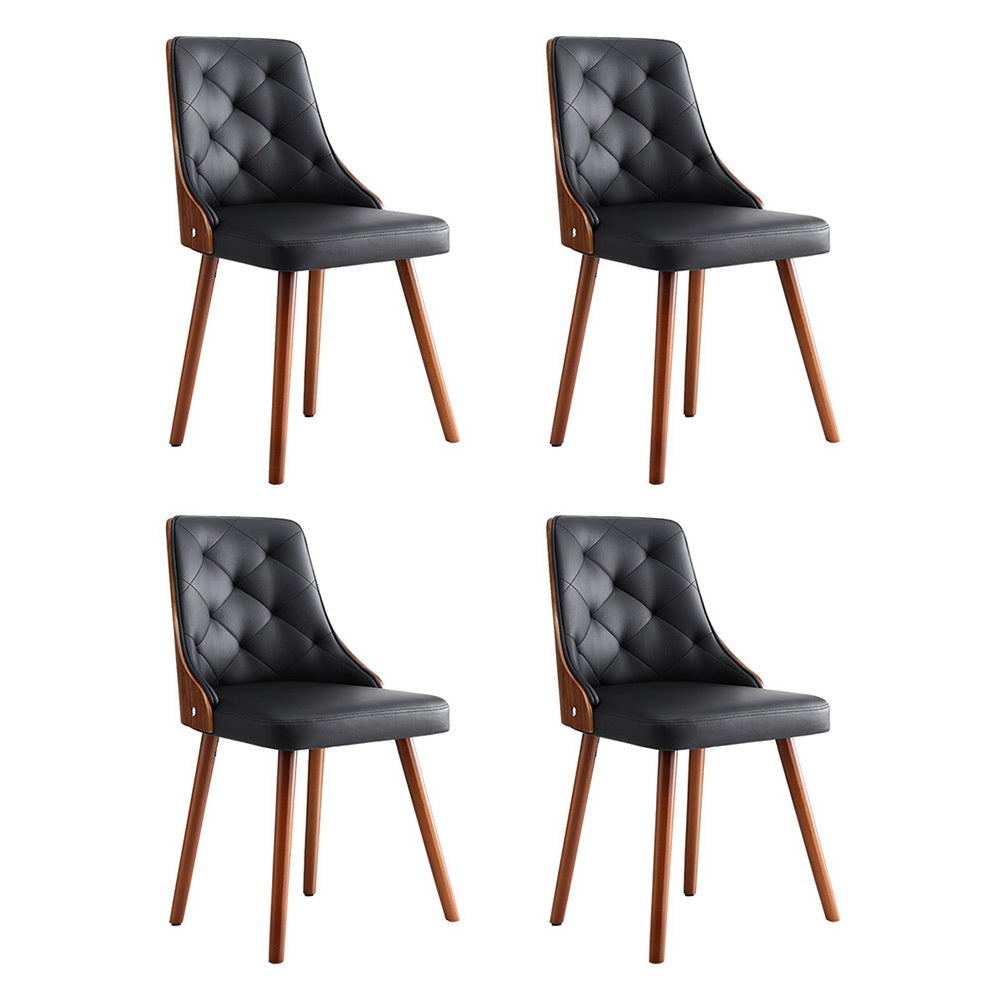1 Set of 4 Artiss Dining Chairs Black PU-Furniture > Dining > Kitchen &amp; Dining Chairs-PEROZ Accessories