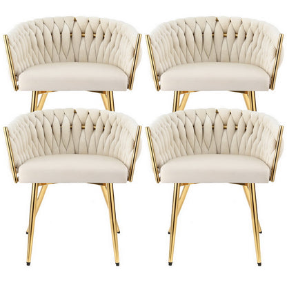 1 Set of 4 Artiss Dining Chairs Velvet Armchair Beige-Furniture > Dining > Kitchen &amp; Dining Chairs-PEROZ Accessories