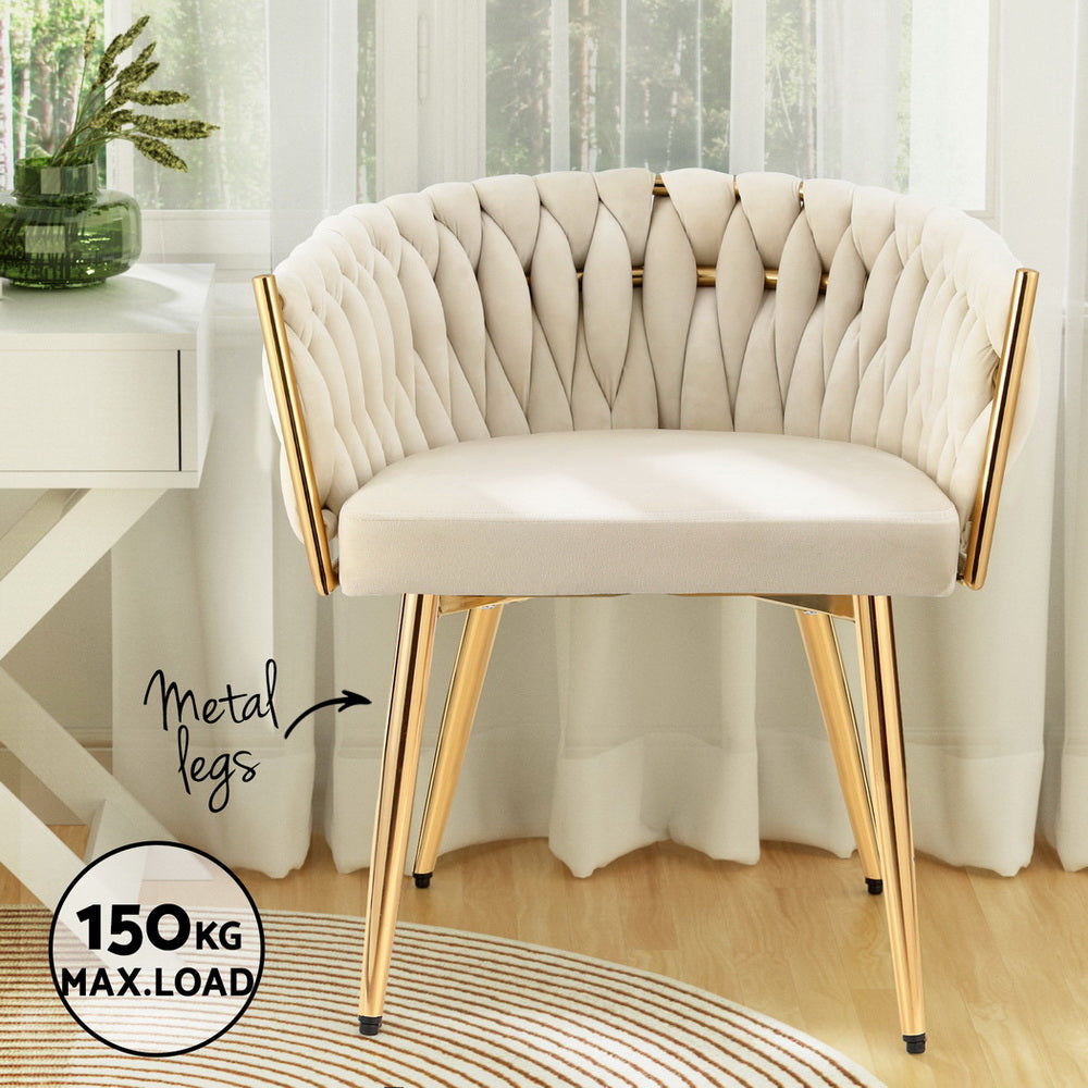 1 Set of 4 Artiss Dining Chairs Velvet Armchair Beige-Furniture > Dining > Kitchen &amp; Dining Chairs-PEROZ Accessories