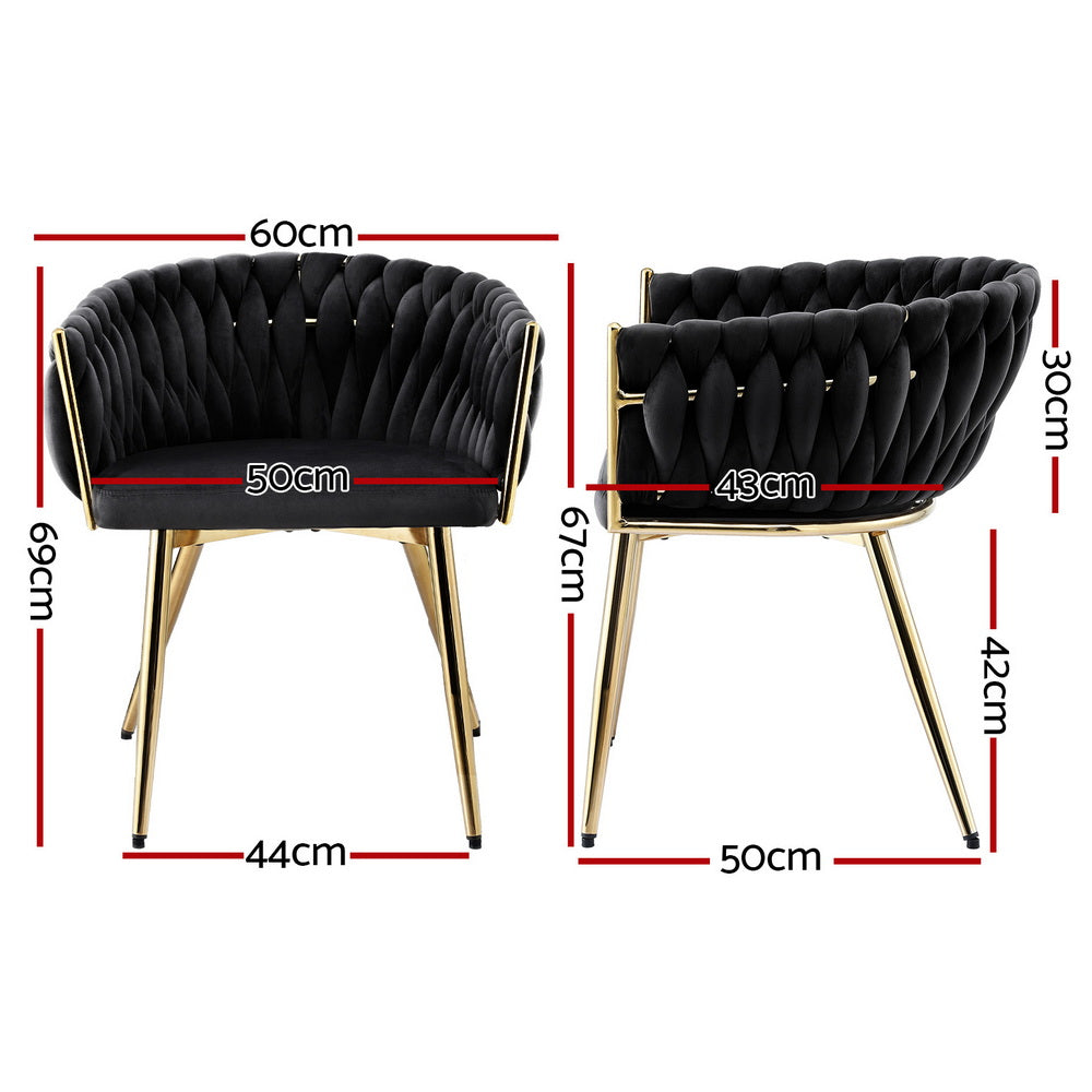 1 Set of 4 Artiss Dining Chairs Velvet Armchair Black-Furniture &gt; Dining &gt; Kitchen &amp; Dining Chairs-PEROZ Accessories