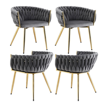 1 Set of 4 Artiss Dining Chairs Velvet Armchair Grey-Furniture > Dining > Kitchen &amp; Dining Chairs-PEROZ Accessories