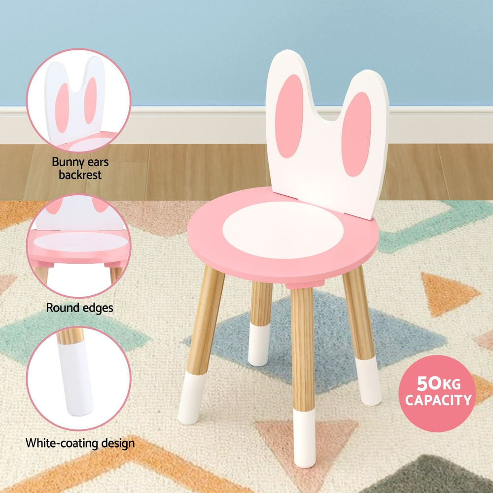1 Set of Keezi Kids Dressing Table Wooden Bunny Pink-Baby &amp; Kids > Kid&