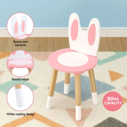 1 Set of Keezi Kids Dressing Table Wooden Bunny Pink-Baby &amp; Kids > Kid&