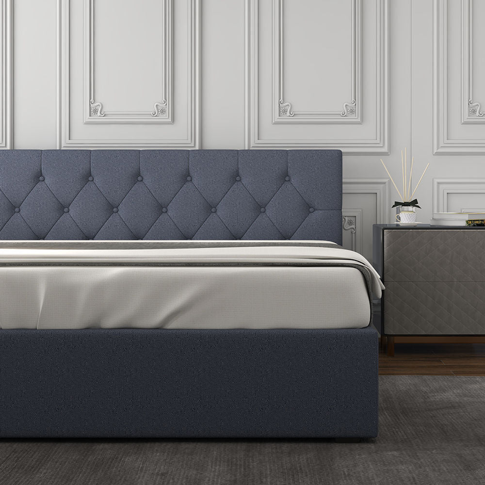 Milano Capri Luxury Gas Lift Bed Frame Base And Headboard With Storage-Bed Frames &amp; Bases-PEROZ Accessories