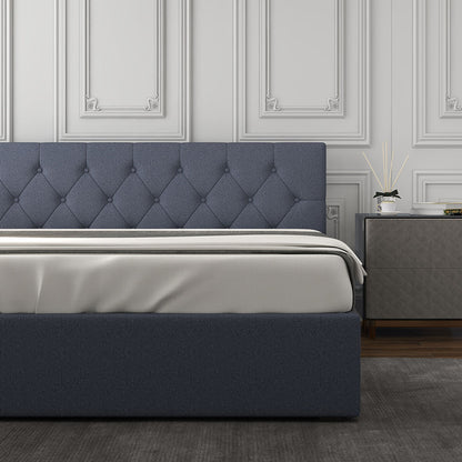 Milano Capri Luxury Gas Lift Bed Frame Base And Headboard With Storage-Bed Frames &amp; Bases-PEROZ Accessories
