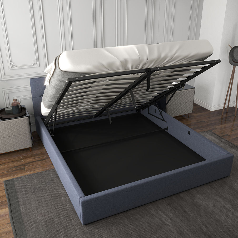 Milano Capri Luxury Gas Lift Bed Frame Base And Headboard With Storage-Bed Frames &amp; Bases-PEROZ Accessories