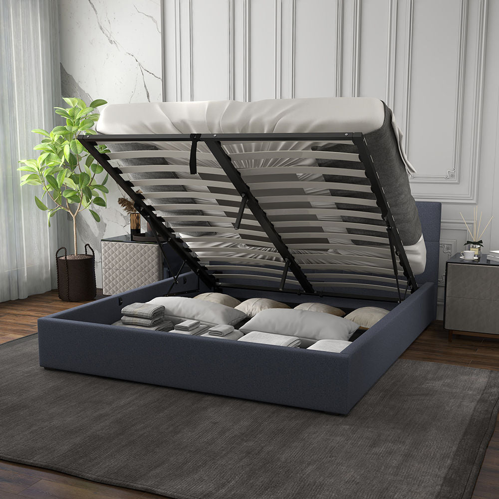 Milano Capri Luxury Gas Lift Bed Frame Base And Headboard With Storage-Bed Frames &amp; Bases-PEROZ Accessories