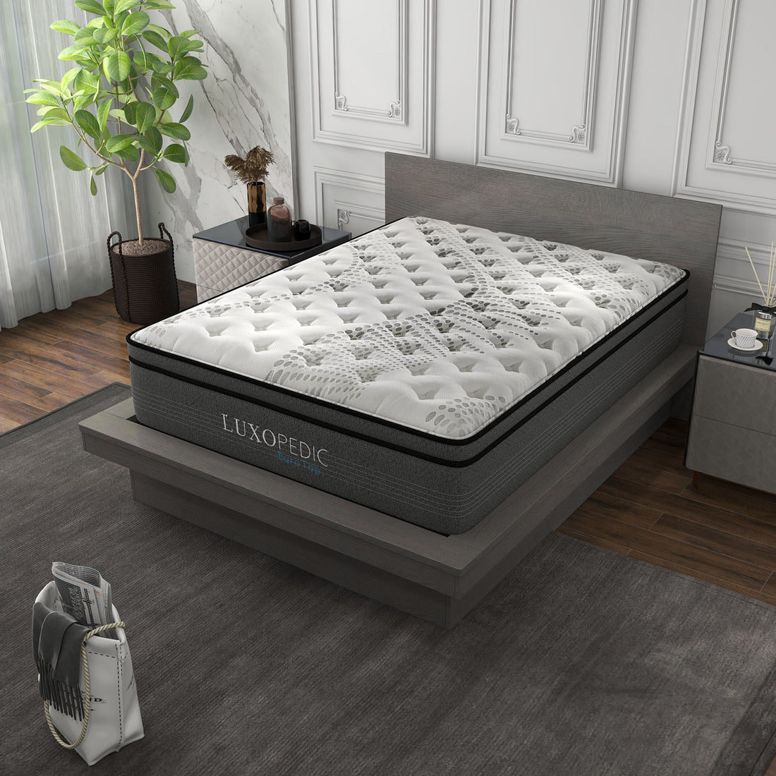 Luxopedic Pocket Spring Mattress 5 Zone 32CM Euro Top Memory Foam Medium Firm-Mattresses &amp; Futons-PEROZ Accessories