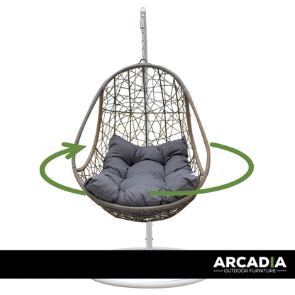 Arcadia Furniture Rocking Egg Chair Swing Lounge Hammock Pod Wicker Curved-Outdoor Chairs &amp; Lounges-PEROZ Accessories