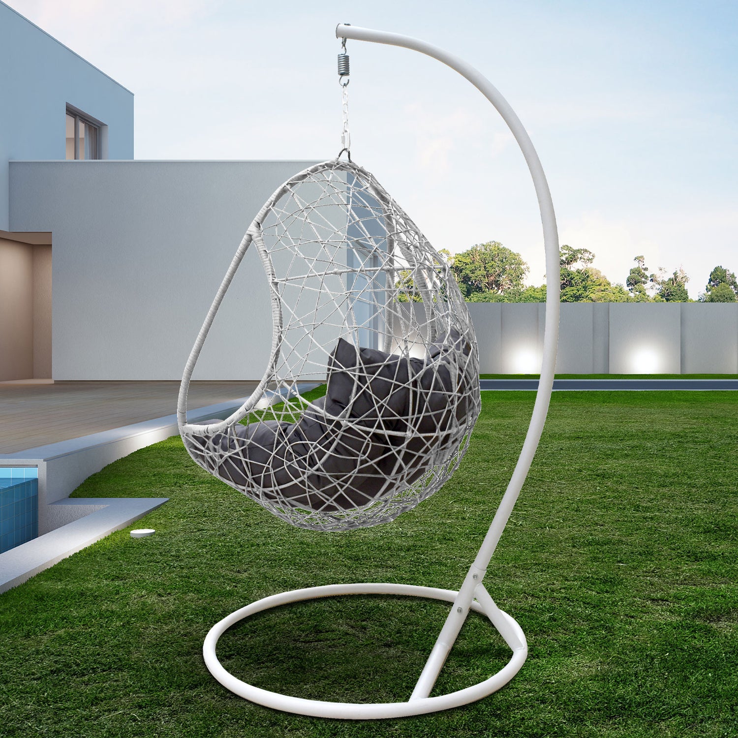 Arcadia Furniture Rocking Egg Chair Swing Lounge Hammock Pod Wicker Curved-Outdoor Chairs &amp; Lounges-PEROZ Accessories