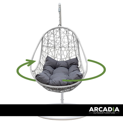Arcadia Furniture Rocking Egg Chair Swing Lounge Hammock Pod Wicker Curved-Outdoor Chairs &amp; Lounges-PEROZ Accessories