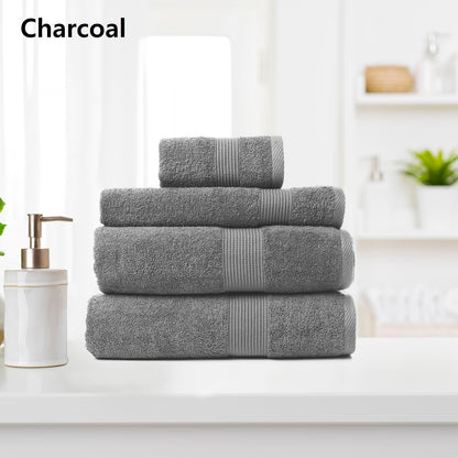 Royal Comfort 4 Piece Cotton Bamboo Towel Set 450GSM Luxurious Absorbent Plush-Towels-PEROZ Accessories