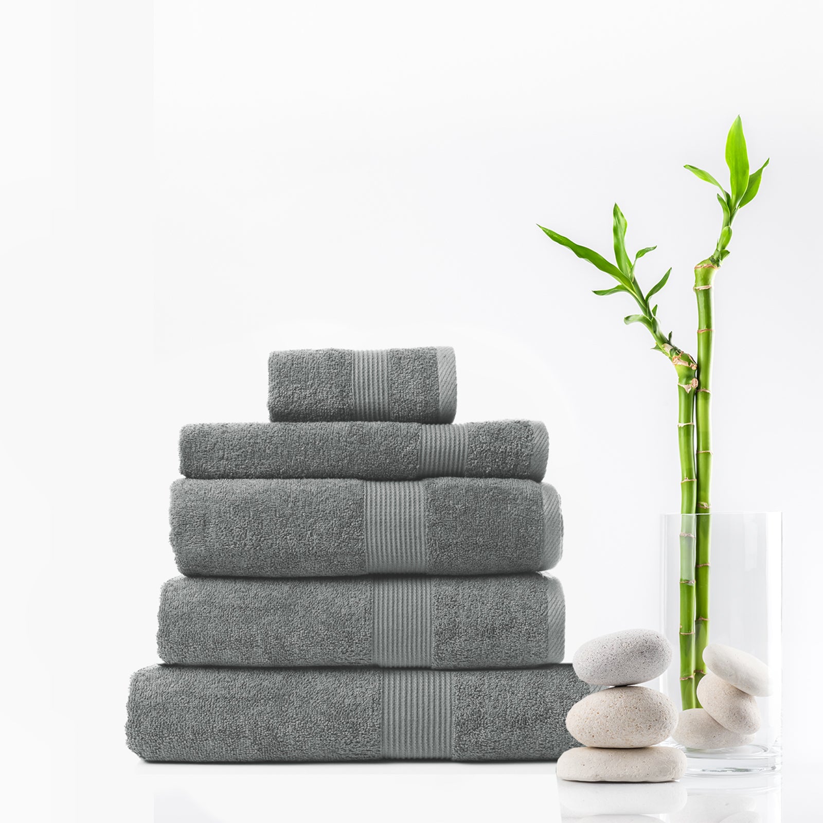 Royal Comfort 5 Piece Cotton Bamboo Towel Set 450GSM Luxurious Absorbent Plush-Towels-PEROZ Accessories