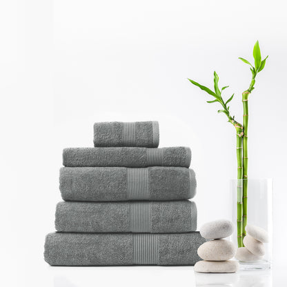 Royal Comfort 5 Piece Cotton Bamboo Towel Set 450GSM Luxurious Absorbent Plush-Towels-PEROZ Accessories