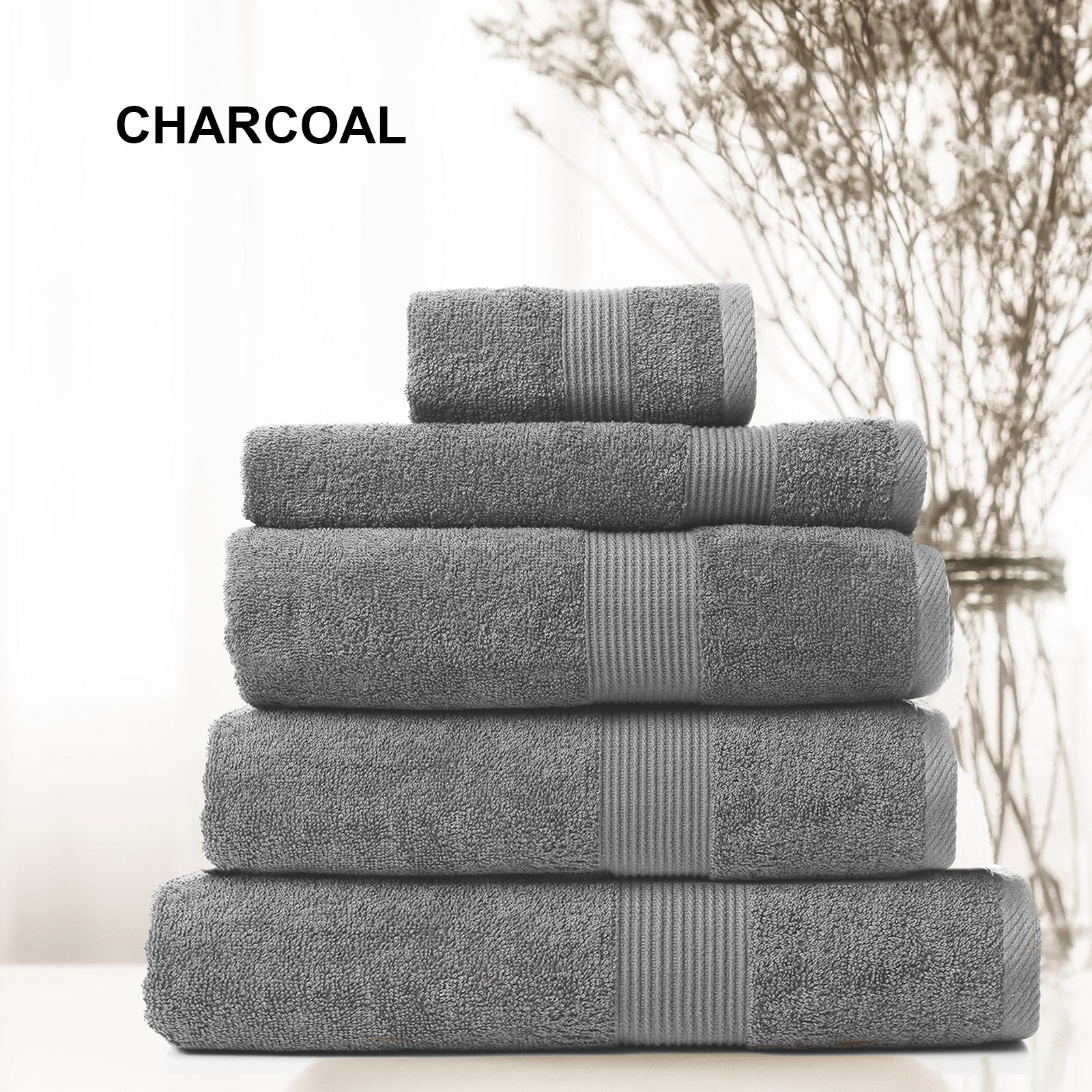 Royal Comfort 5 Piece Cotton Bamboo Towel Set 450GSM Luxurious Absorbent Plush-Towels-PEROZ Accessories