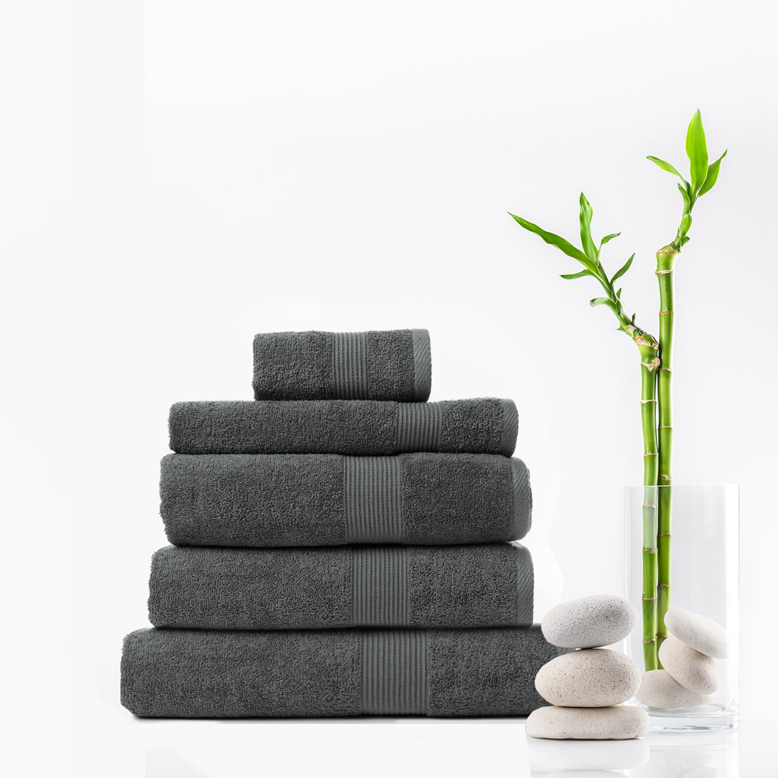 Royal Comfort 5 Piece Cotton Bamboo Towel Set 450GSM Luxurious Absorbent Plush-Towels-PEROZ Accessories