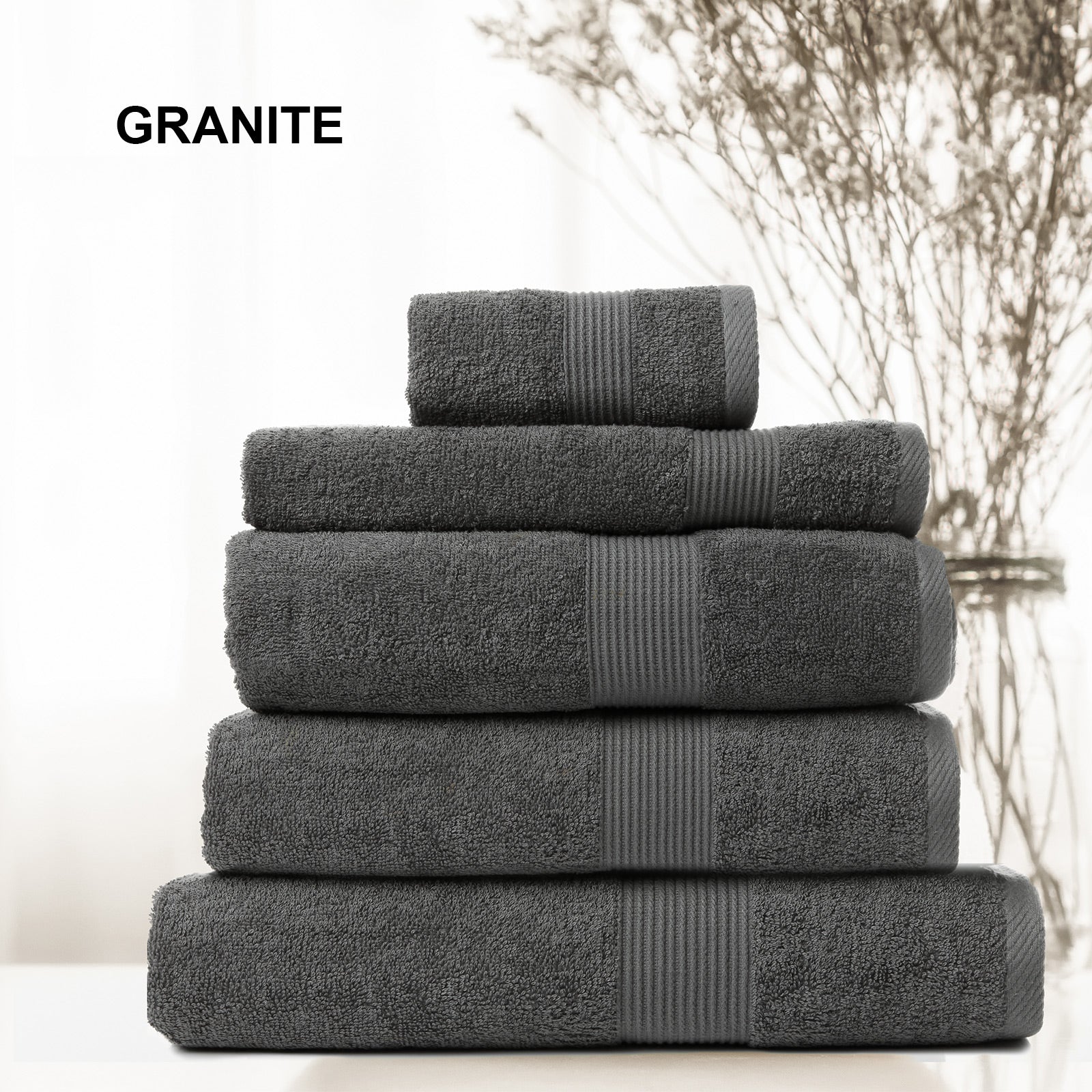 Royal Comfort 5 Piece Cotton Bamboo Towel Set 450GSM Luxurious Absorbent Plush-Towels-PEROZ Accessories