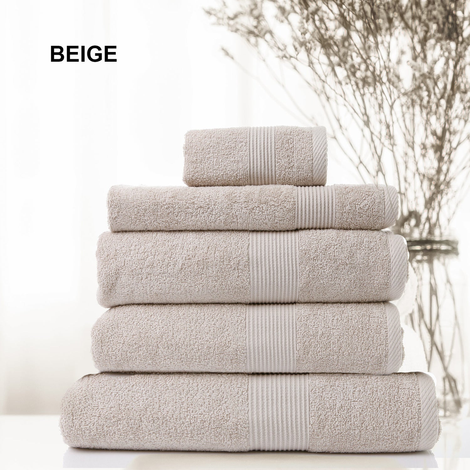 Royal Comfort 5 Piece Cotton Bamboo Towel Set 450GSM Luxurious Absorbent Plush-Towels-PEROZ Accessories