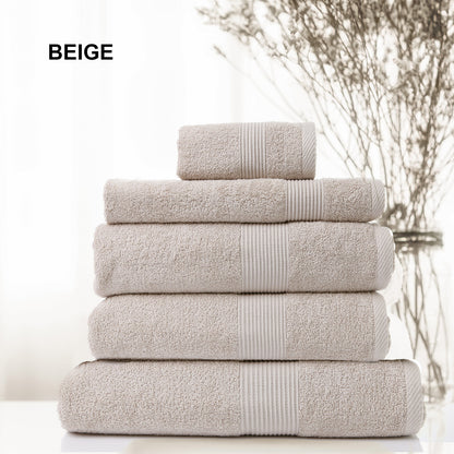Royal Comfort 5 Piece Cotton Bamboo Towel Set 450GSM Luxurious Absorbent Plush-Towels-PEROZ Accessories