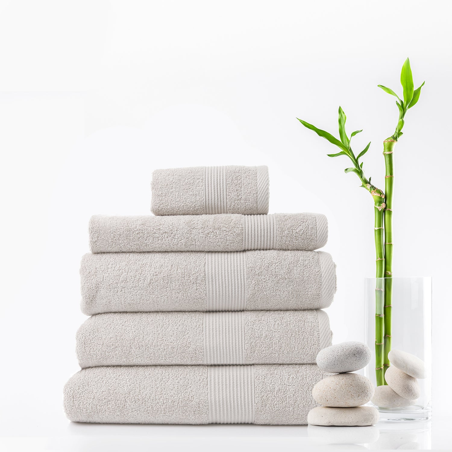 Royal Comfort 5 Piece Cotton Bamboo Towel Set 450GSM Luxurious Absorbent Plush-Towels-PEROZ Accessories