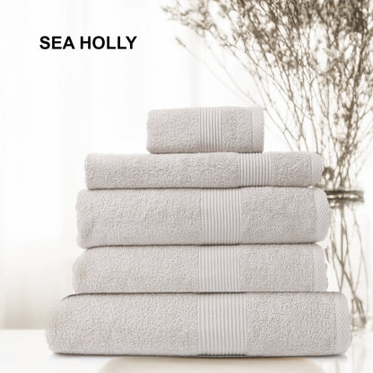Royal Comfort 5 Piece Cotton Bamboo Towel Set 450GSM Luxurious Absorbent Plush-Towels-PEROZ Accessories