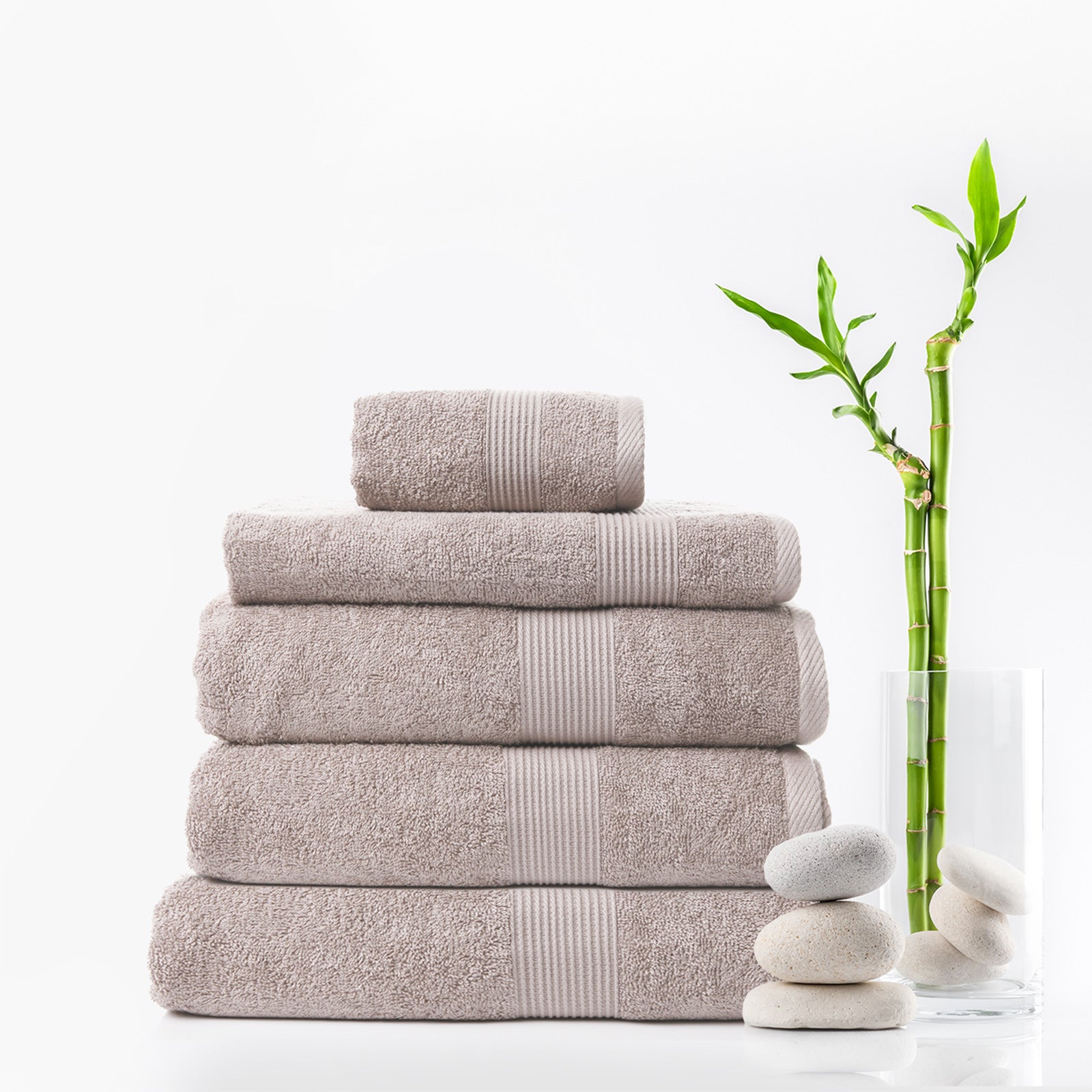 Royal Comfort 5 Piece Cotton Bamboo Towel Set 450GSM Luxurious Absorbent Plush-Towels-PEROZ Accessories