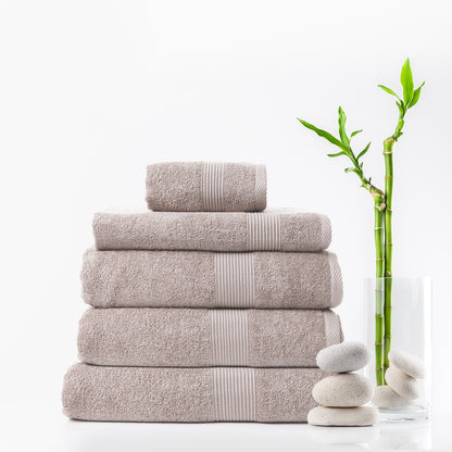 Royal Comfort 5 Piece Cotton Bamboo Towel Set 450GSM Luxurious Absorbent Plush-Towels-PEROZ Accessories