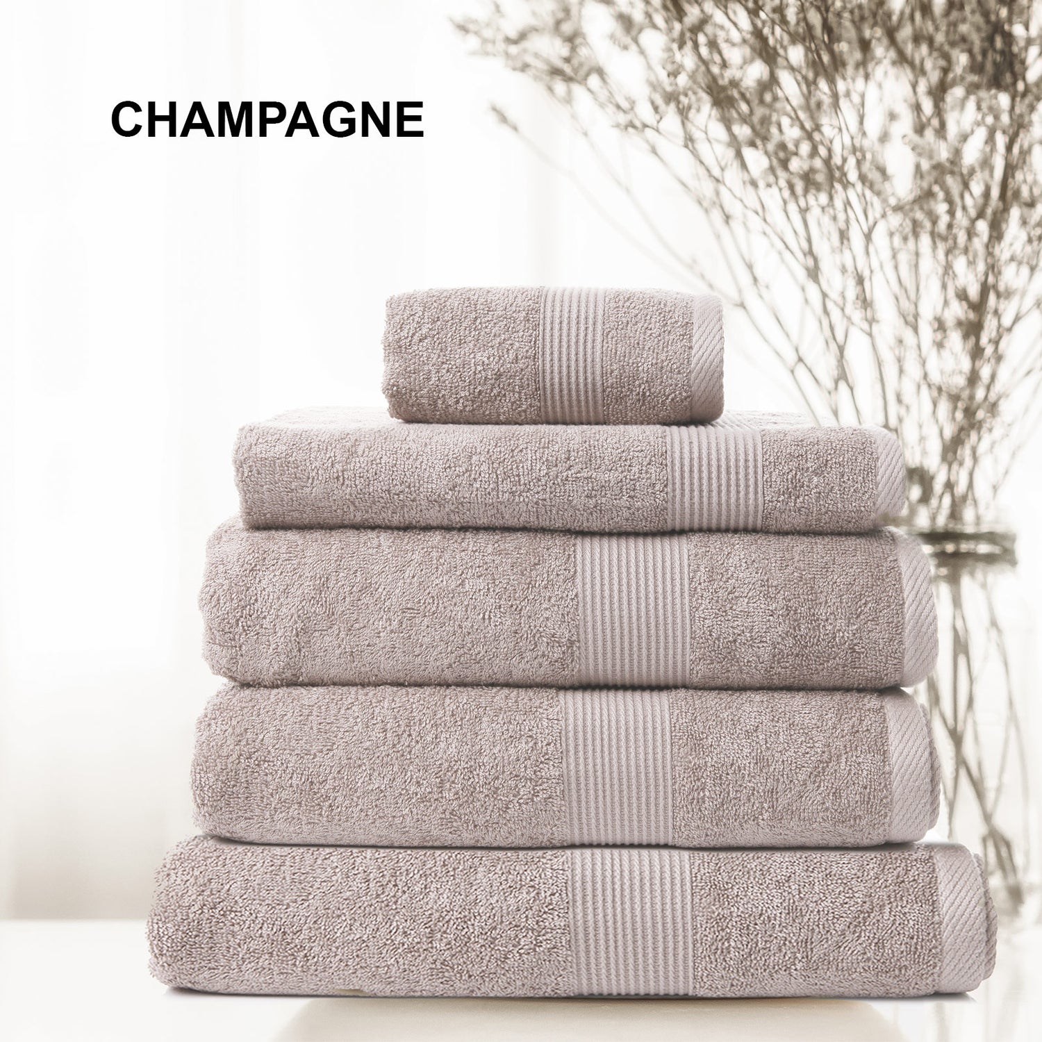 Royal Comfort 5 Piece Cotton Bamboo Towel Set 450GSM Luxurious Absorbent Plush-Towels-PEROZ Accessories