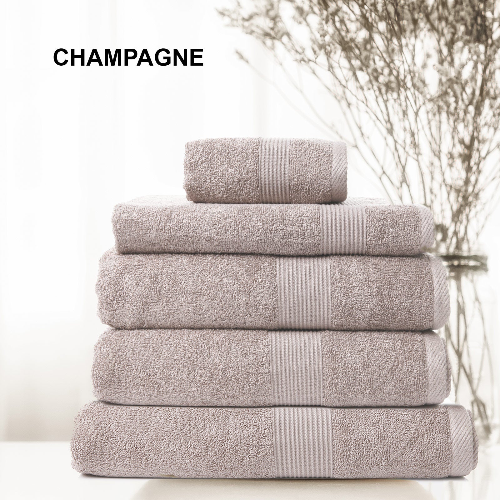 Royal Comfort 5 Piece Cotton Bamboo Towel Set 450GSM Luxurious Absorbent Plush-Towels-PEROZ Accessories