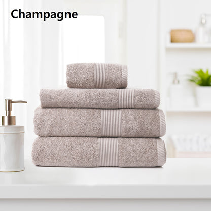 Royal Comfort 4 Piece Cotton Bamboo Towel Set 450GSM Luxurious Absorbent Plush-Towels-PEROZ Accessories