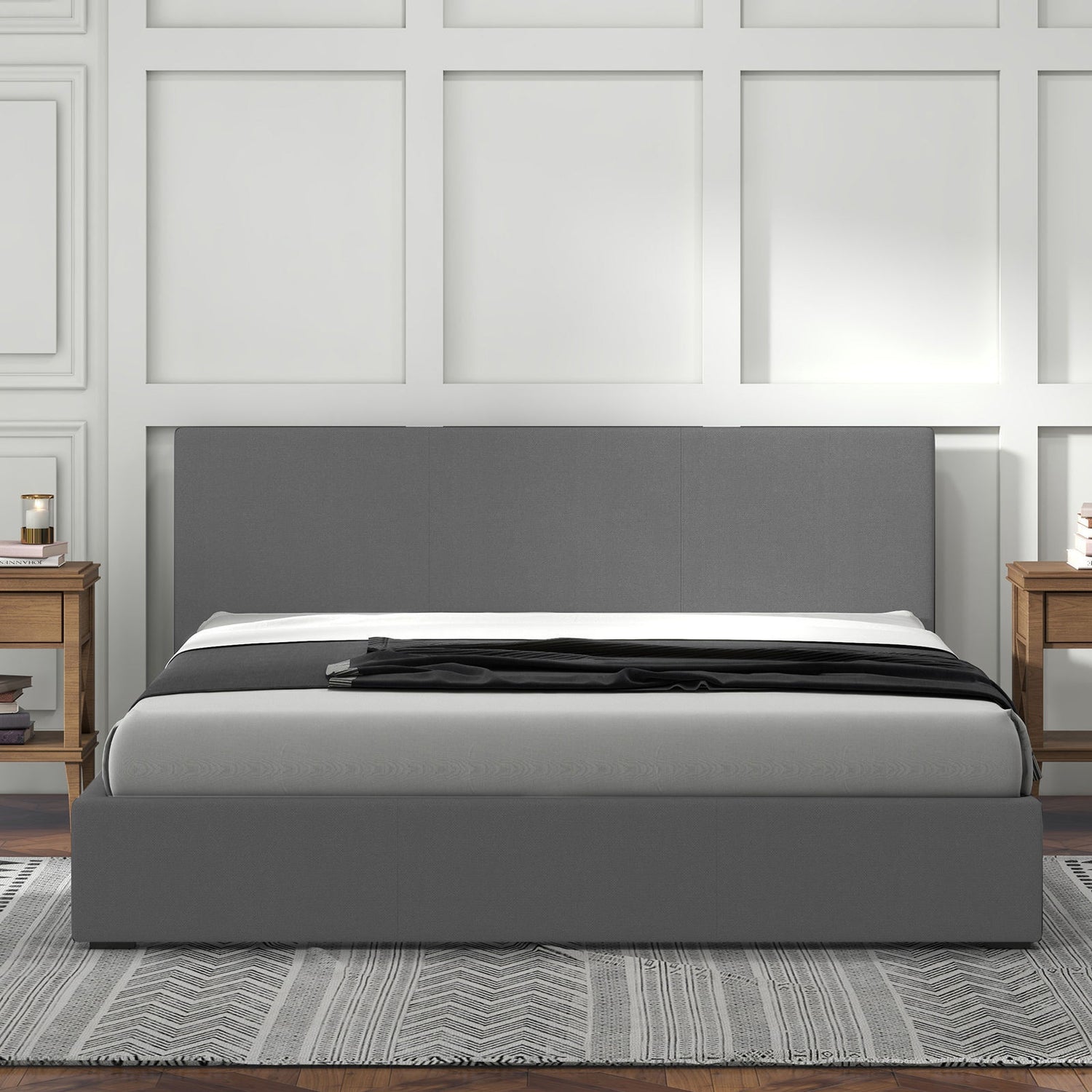 Milano Luxury Gas Lift Bed Frame Base And Headboard With Storage-Bed Frames &amp; Bases-PEROZ Accessories