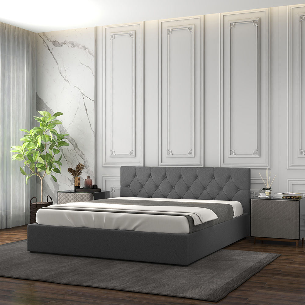 Milano Capri Luxury Gas Lift Bed Frame Base And Headboard With Storage-Bed Frames &amp; Bases-PEROZ Accessories