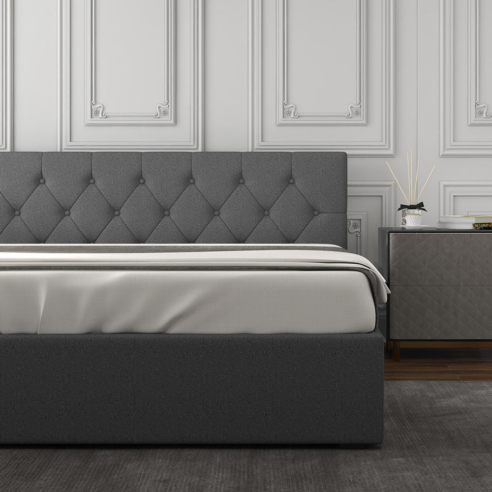 Milano Capri Luxury Gas Lift Bed Frame Base And Headboard With Storage-Bed Frames &amp; Bases-PEROZ Accessories