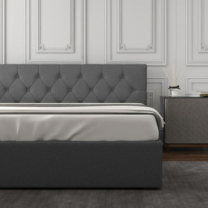 Milano Capri Luxury Gas Lift Bed Frame Base And Headboard With Storage-Bed Frames &amp; Bases-PEROZ Accessories