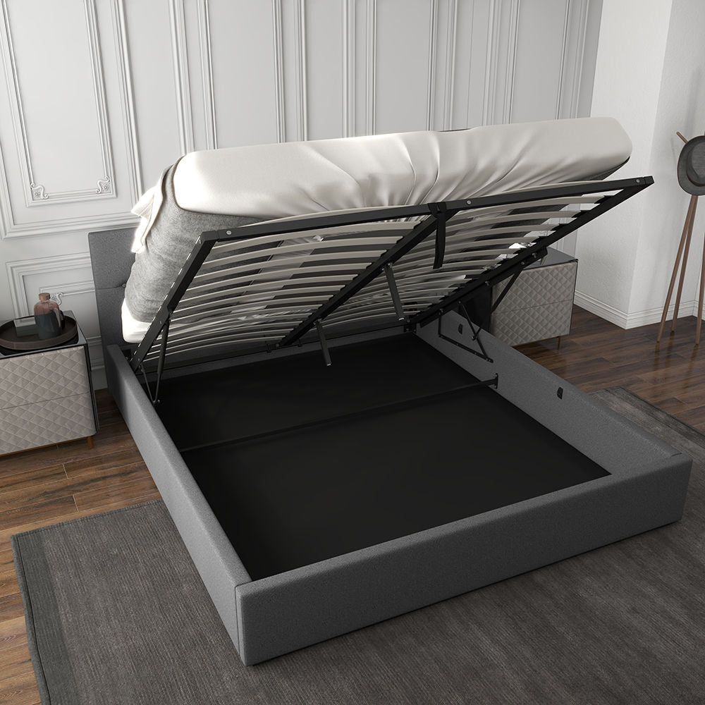 Milano Capri Luxury Gas Lift Bed Frame Base And Headboard With Storage-Bed Frames &amp; Bases-PEROZ Accessories