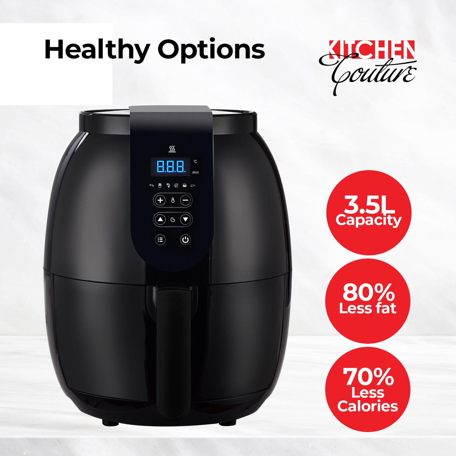 Kitchen Couture 3.5 Litre Digital Display Air Fryer Oil Free Cooking-Small Kitchen Appliances-PEROZ Accessories