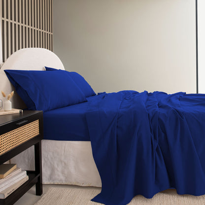 Royal Comfort Vintage Wash 100% Cotton Sheet Set Fitted Flat Sheet Pillowcases-Bed Linen-PEROZ Accessories