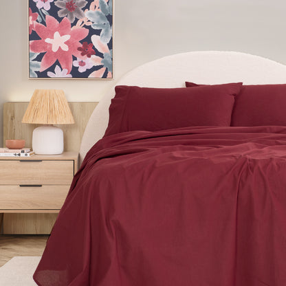 Royal Comfort Vintage Wash 100% Cotton Sheet Set Fitted Flat Sheet Pillowcases-Bed Linen-PEROZ Accessories