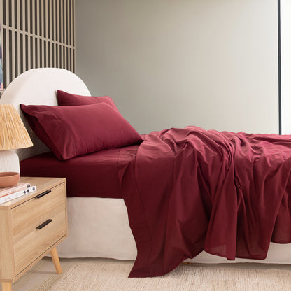 Royal Comfort Vintage Wash 100% Cotton Sheet Set Fitted Flat Sheet Pillowcases-Bed Linen-PEROZ Accessories