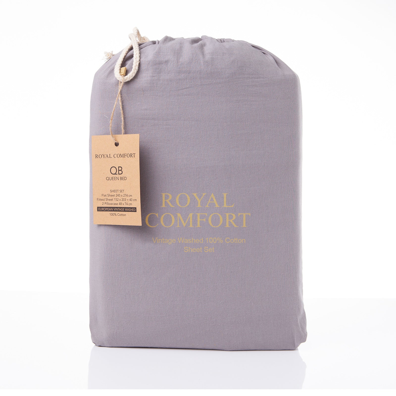 Royal Comfort Vintage Wash 100% Cotton Sheet Set Fitted Flat Sheet Pillowcases-Bed Linen-PEROZ Accessories